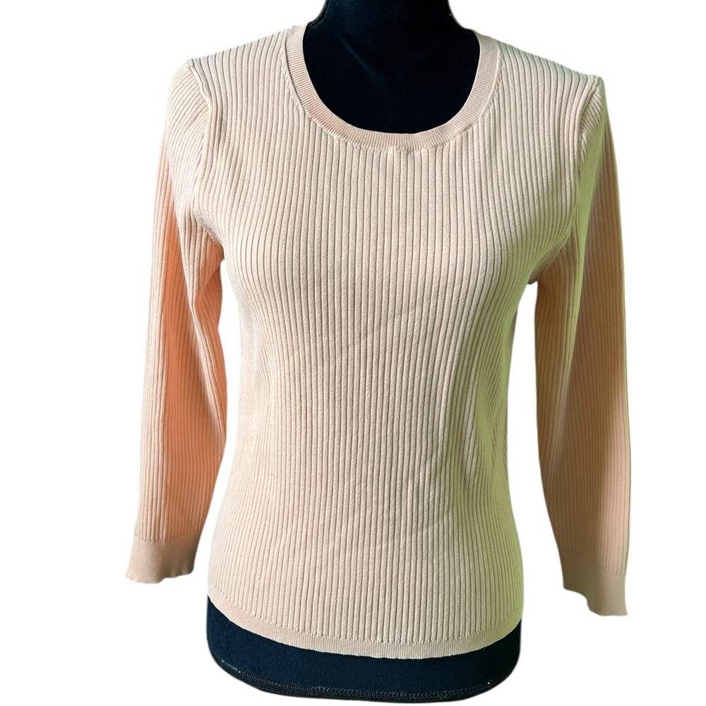 J Crew Supersculpt Ribbed Sweater Peach Orange Womens Medium - Picture 2 of 8